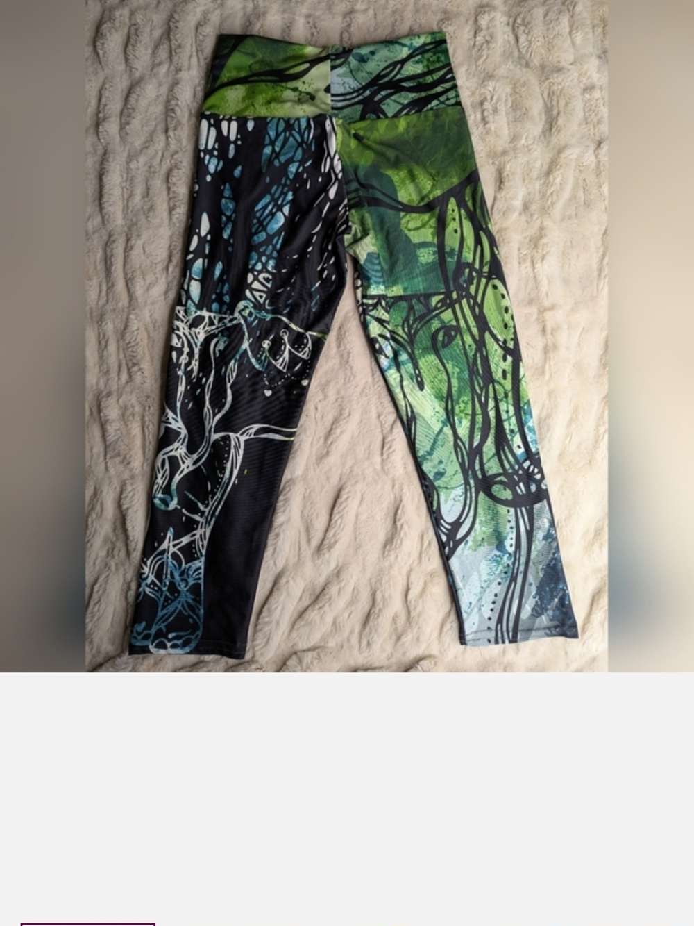 Christina Benson Size 6 Green & Black Artistic Print Leggings